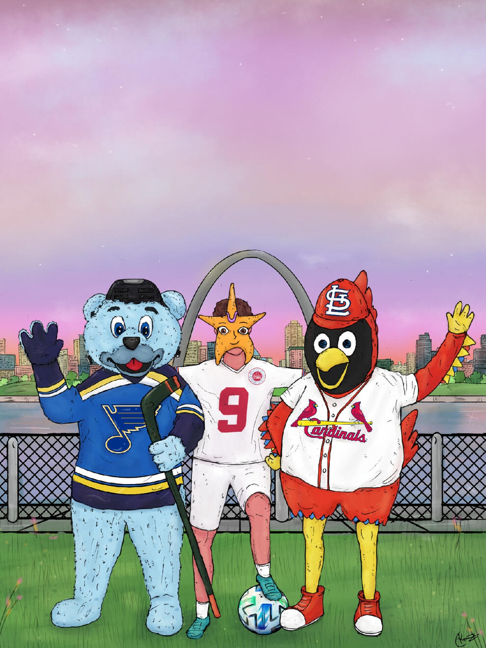 Kudo with louie and fredbird